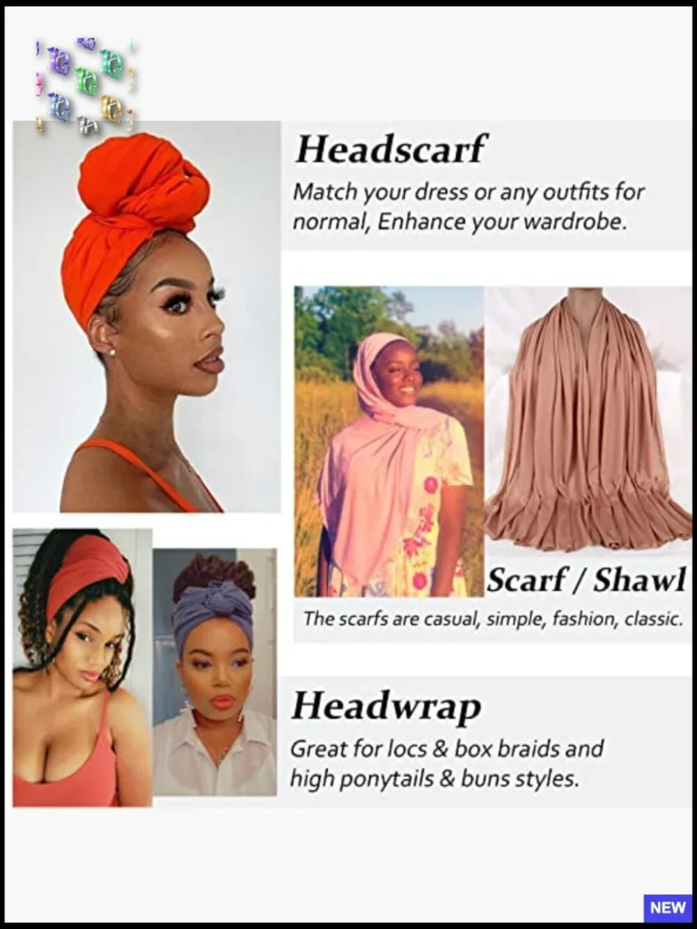Extra Long Stretch Turban Head Wrap Bohemian Scarf Soft Breathable Polyester